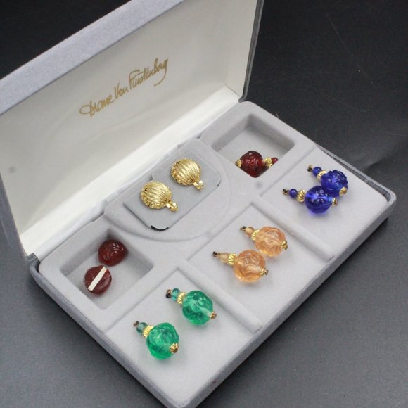 DIANE VON FURSTERNBERG DVF MOLDED GLASS INTERCHANGEABLE EARRINGS - Picture 2 of 5